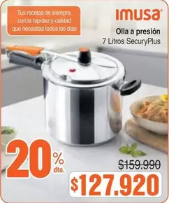 Imusa - Olla a presión 7 Litros SecuryPlus