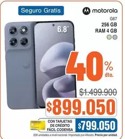 Motorola - G67 256 GB RAM 4 GB