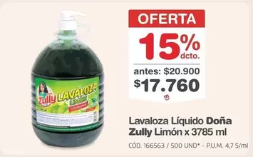 Lava Loza Zully Limón x 3785 ml