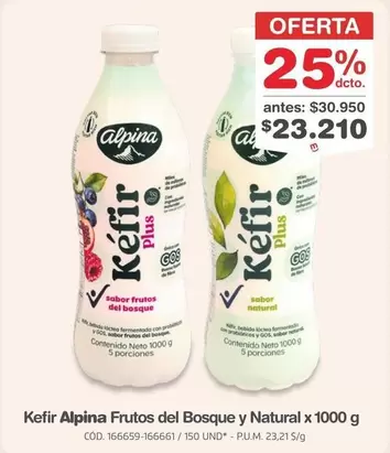 Alpina - Kefir Frutos del Bosque y Natural x 1000 g