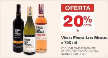 Las Moras - Vinos Finca  x 750 ml CÓD. 104209-104212-104217-128120-128127-165056-165064-165065 / 300 UND
