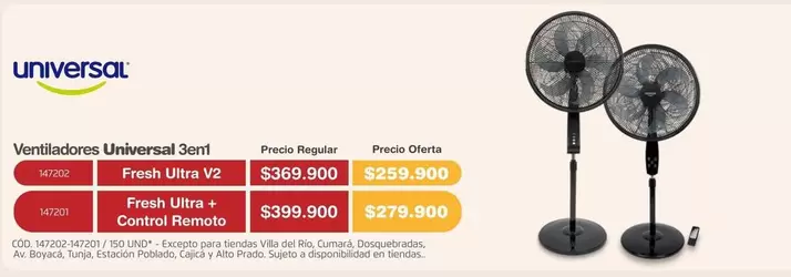 Universal - Ventiladores  3ent