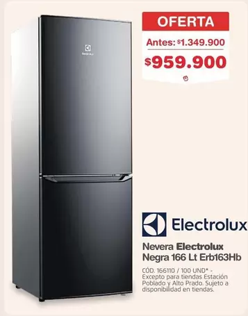 Electrolux - Nevera  Negra 166 Lt Erb163Hb
