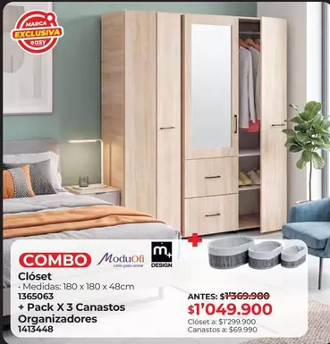 ModuOfi - Clóset + Pack X3 Canastos Organizadores