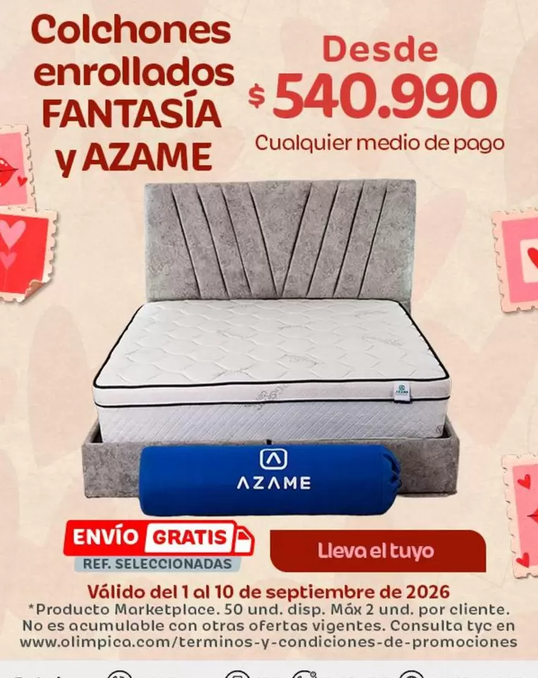 Pago - Colchones enrollados FANTASÍA y AZAME
