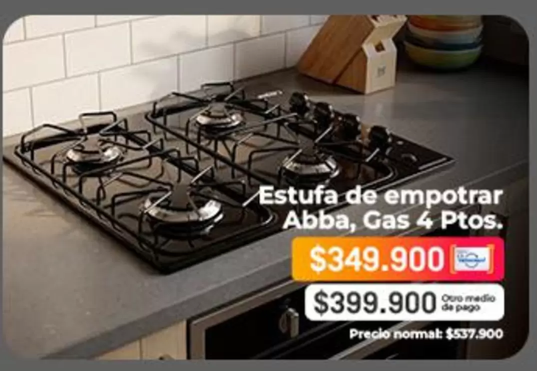 Abba - Estufa de empotrar Gas 4 Ptos.
