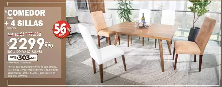 Flor - COMEDOR + 4 SILLAS