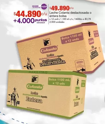 Colanta - Leche Deslactosada O Entera Bolsa