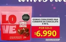 GOMAS CORAZONES A&A CUBIERTA DE CHOCOLATE