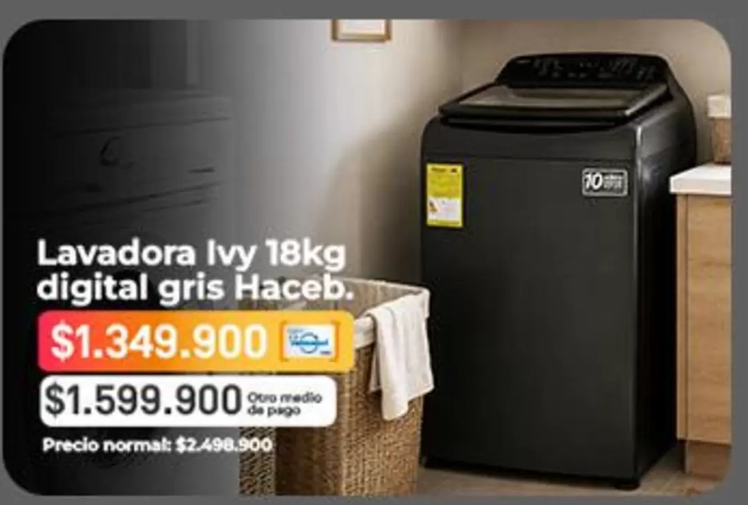 Haceb - Lavadora Ivy 18kg digital gris