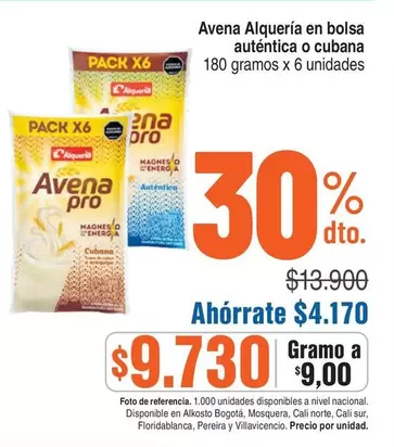 Alquería - Avena en bolsa auténtica o cubana