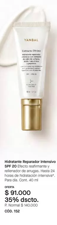 Yanbal - Hidratante Reparador Intensivo SPF 20