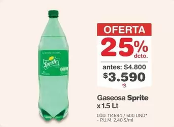 Sprite - Gaseosa x 1.5 Lt