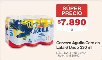 Águila - Cerveza Aguila Cero en Lata 6 Und x 330 ml