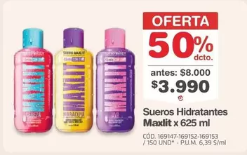 Sueros Hidratantes Maxlit x 625 ml