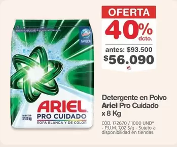 Ariel - Detergente en Polvo Pro Cuidado Ropa Blanca y De Color