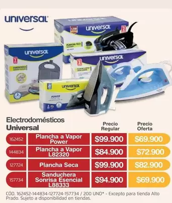 Universal - Plancha a Vapor Power, Plancha a Vapor LB2320, Plancha Seca, Sanduchera Sonrisa Esencial LB8333