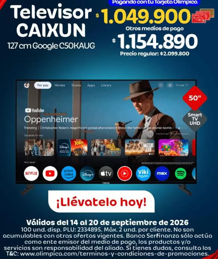 Olimpica - Televisor CAIXUN 127 cm Google C50KAUG