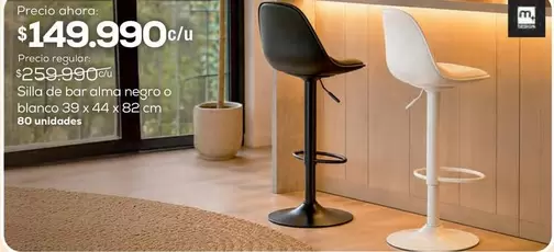 M+Design - Silla De Bar Alma Negro O Blanco