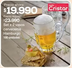 Nadir Cristar - Set 2 Vasos Cerveceros Hamburgo