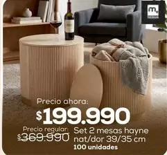 M+ Design - Set 2 Mesas Hayne Nat