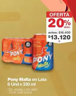 Pony Malta - en Lata 6 Und x 330 ml
