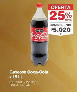 Coca Cola - Gaseosa x 1.5 Lt