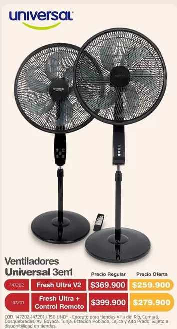 Universal - Ventiladores 3en1