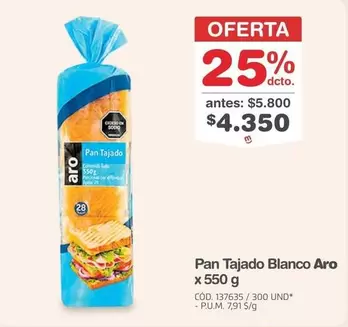 Aro - Pan Tajado Blanco