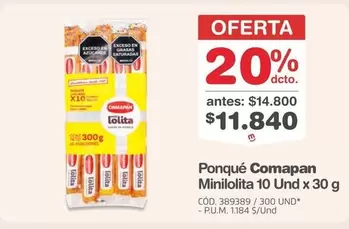 Comapan - Ponqué Minilolita 10 Und x 30 g