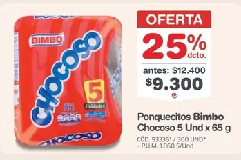 Bimbo - Ponquecitos Chocoso 5 Und X 65 g