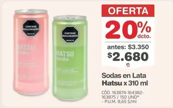 Hatsú - Sodas en Lata Hatsu x 310 ml