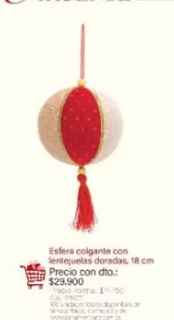 Esfera colgante con lentejuelas doradas