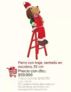 Perro con traje, sentado en escalera, 52 cm