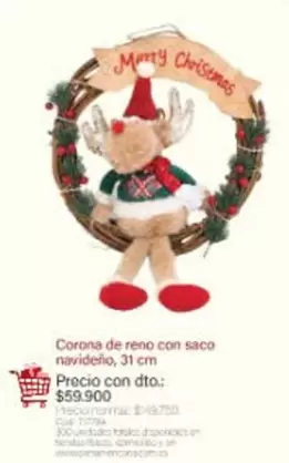 Corona - de reno con saco navideño