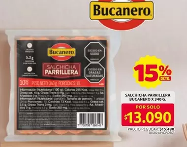 Bucanero - SALCHICHA PARRILLERA