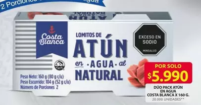 Costa - LOMITOS DE ATUN en AGUA al NATURAL