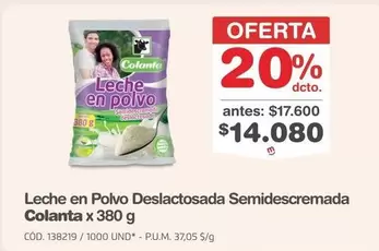 Colanta - Leche en Polvo Deslactosada Semidescremada x 380 g