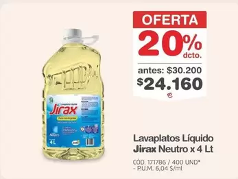 Lavaplatos Líquido Neutro x 4 Lt