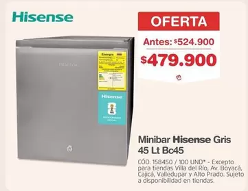 Hisense - Minibar Gris 45 Lt Bc45
