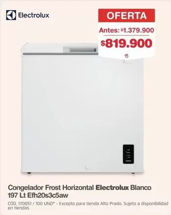 Electrolux - Congelador Frost Horizontal Blanco 197 Lt Efh20s3c5aw
