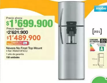 Mabe - Nevera No Frost Top Mount