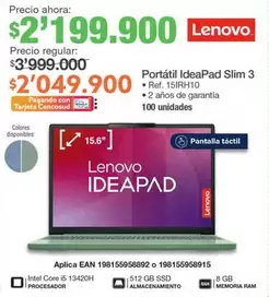Lenovo - Portátil IdeaPad Slim 3 
