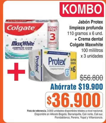 Colgate - Jabón Protex limpieza profunda + Crema dental Maxwhite
