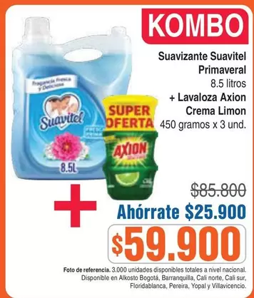 Suavitel - Suavizante + Lavaloza Axion Crema Limon