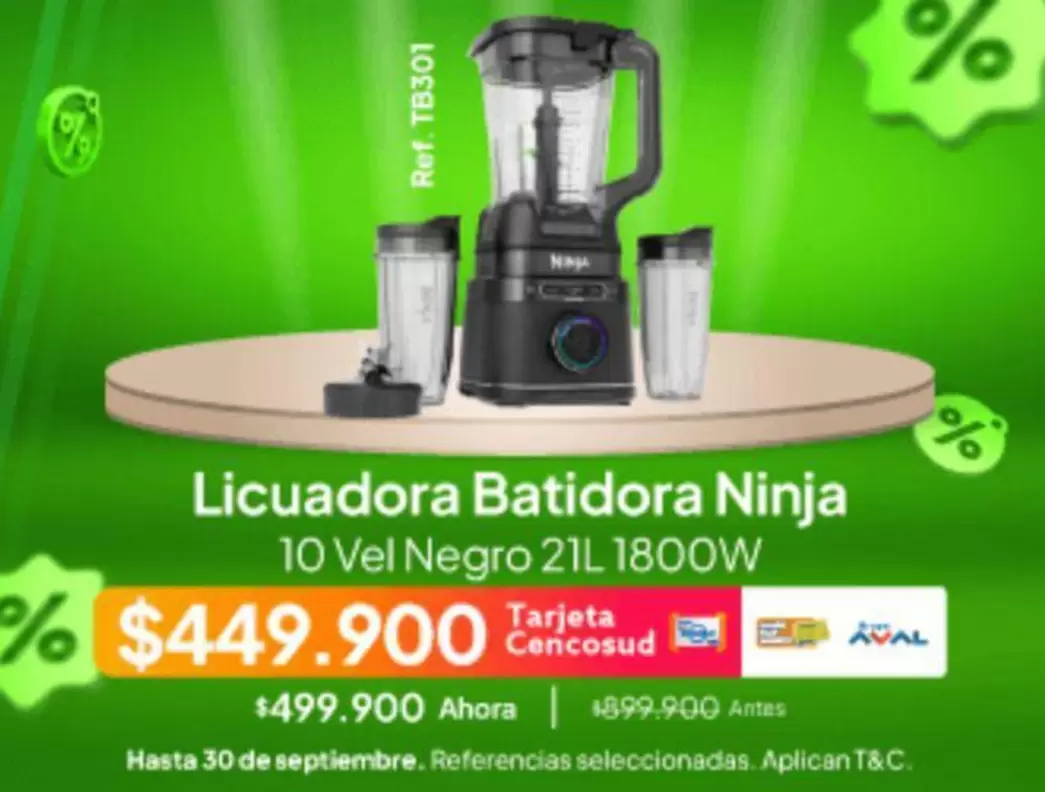 Ninja - Licuadora Batidora 10 Vel Negro 21L 1800W