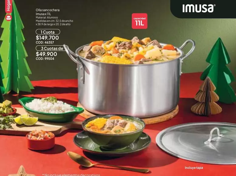 Imusa - Olla sin tapa 11L
