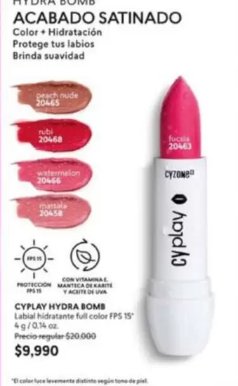 Nude - HYDRA BOMB Acabado Satinado Color + Hidratación Protege tus labios Brinda suavidad