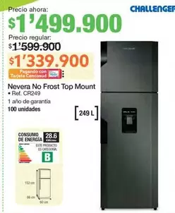 Challenger - Nevera No Frost Top Mount CR249