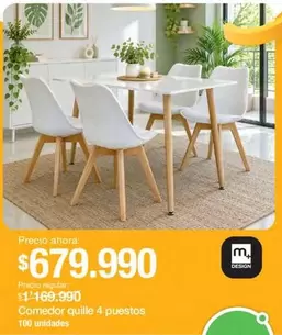 M+ Design - Comedor Quille 4 Puestos